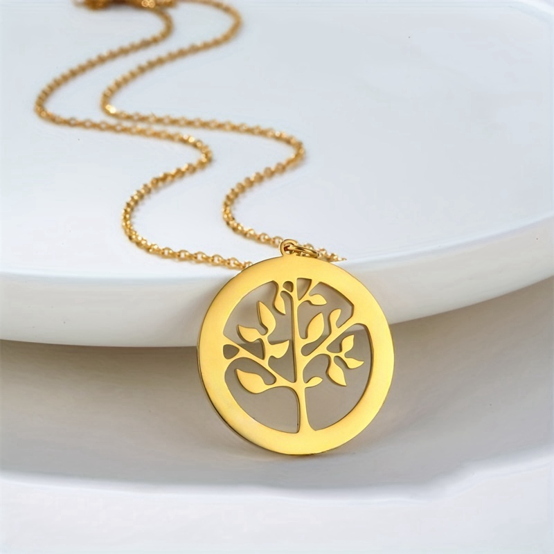 316 Stainless Steel  18K Gold Plated Simple Style Classic Style Plating Life Tree display picture 5