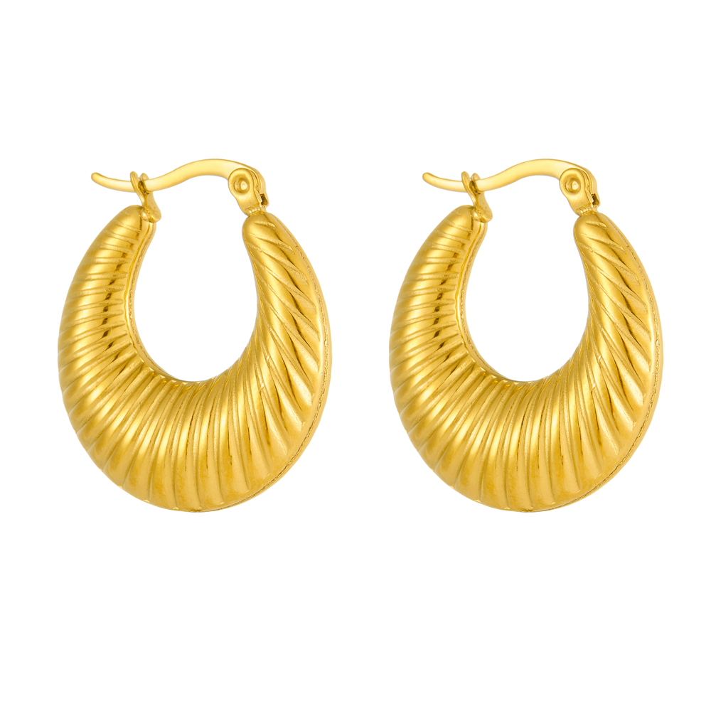 1 Paire Style Vintage Style Simple Couleur Unie Acier Au Titane Acier Au Titane Plaqué Or 18K Boucles D'Oreilles display picture 1