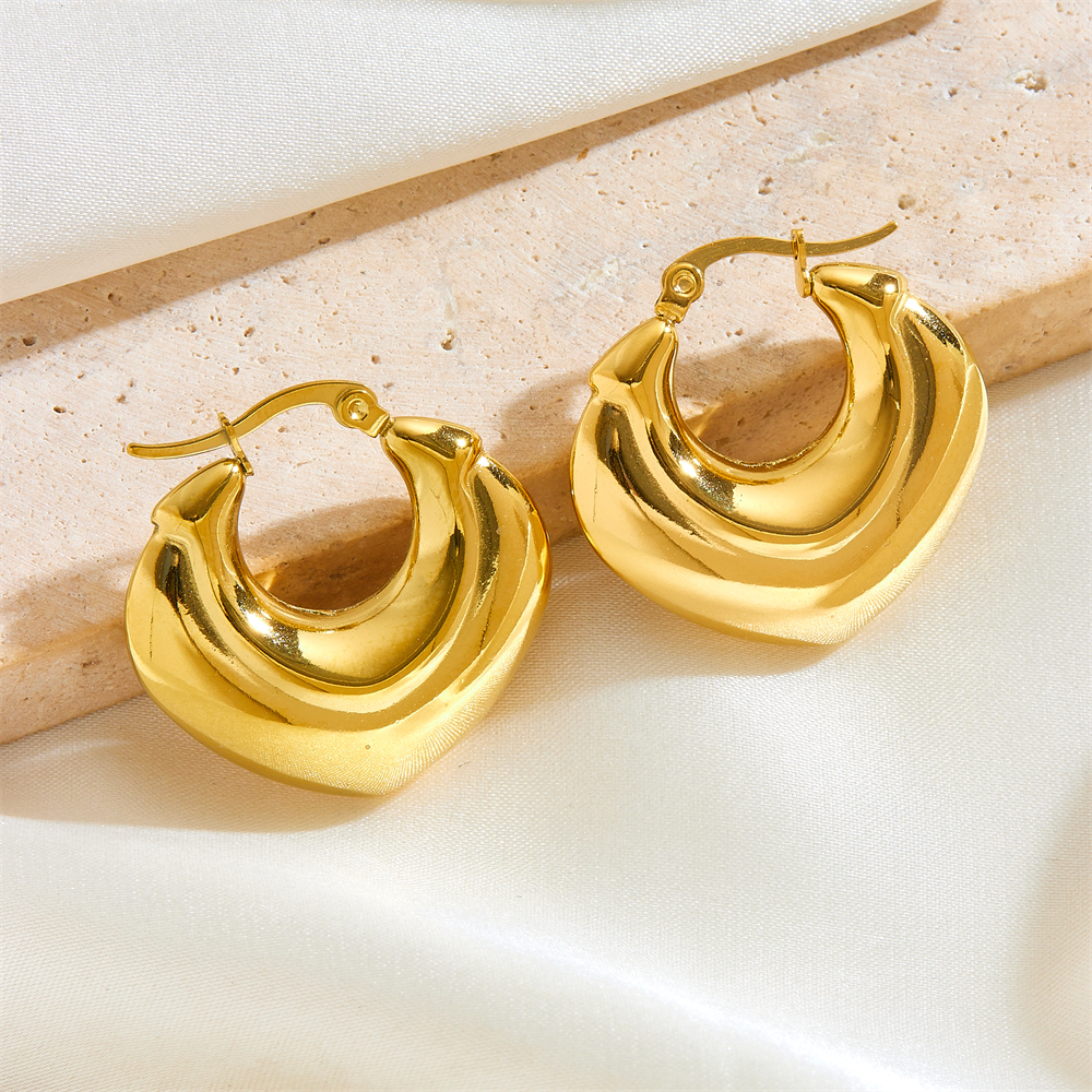1 Pair Vintage Style Simple Style Solid Color Titanium Steel Titanium Steel 18K Gold Plated Ear Studs display picture 6