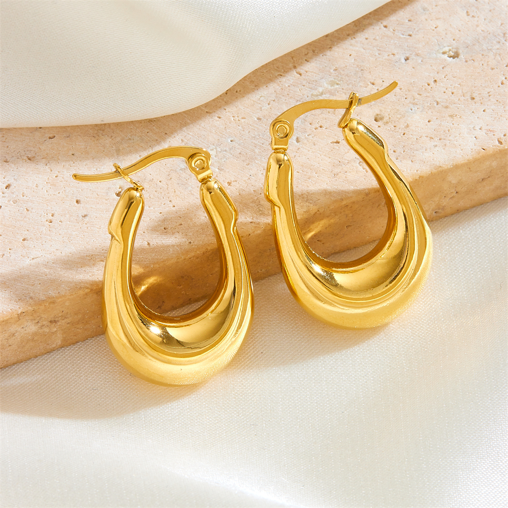1 Pair Vintage Style Simple Style Solid Color Titanium Steel Titanium Steel 18K Gold Plated Ear Studs display picture 9