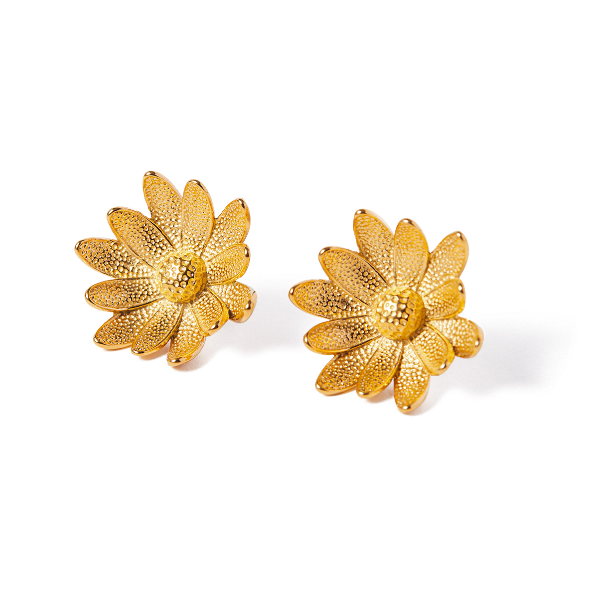 1 Pair Modern Style Classic Style Flower 316 Stainless Steel  18K Gold Plated Ear Studs display picture 1