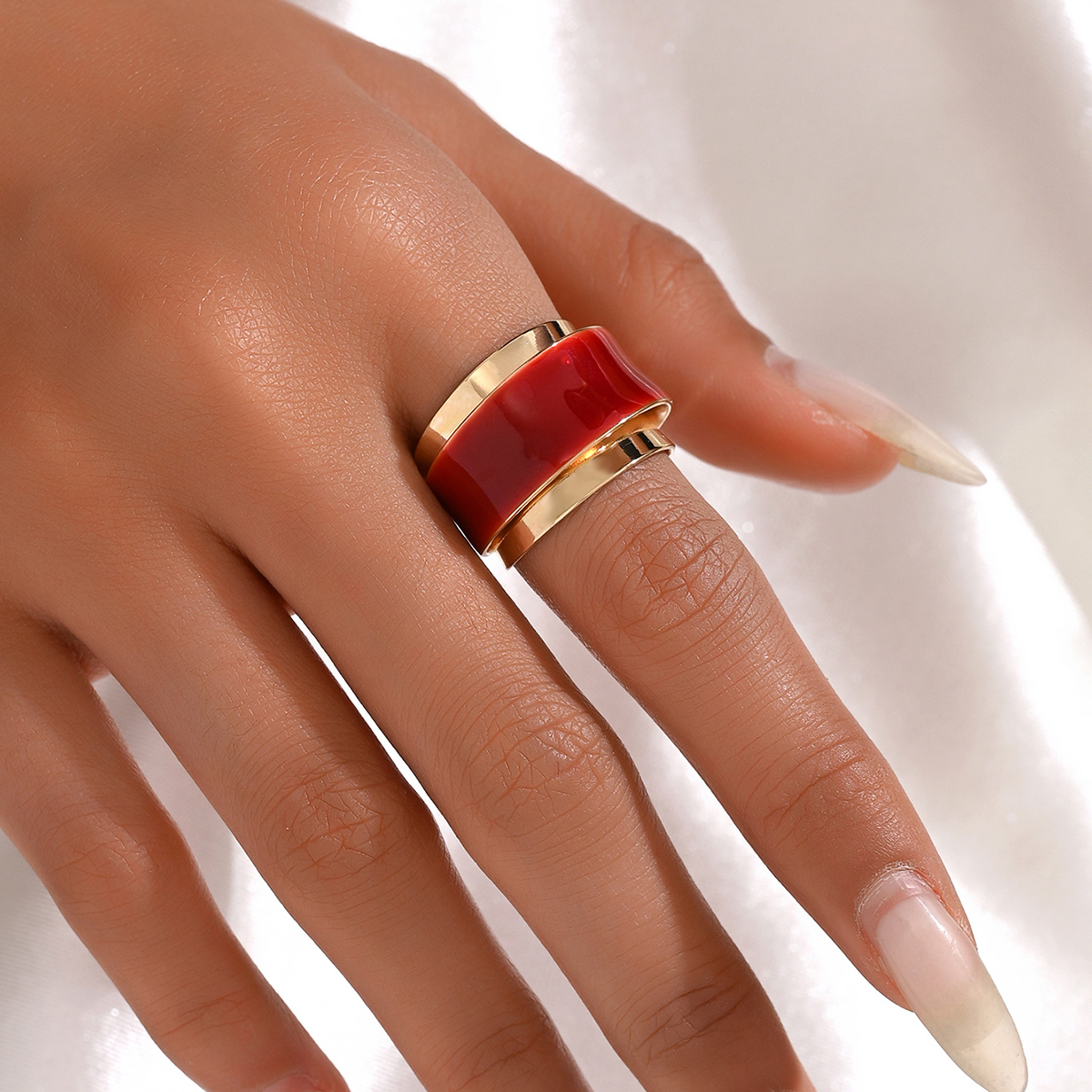 Wholesale Elegant Simple Style Geometric Copper Drip Glazed Open Rings display picture 2