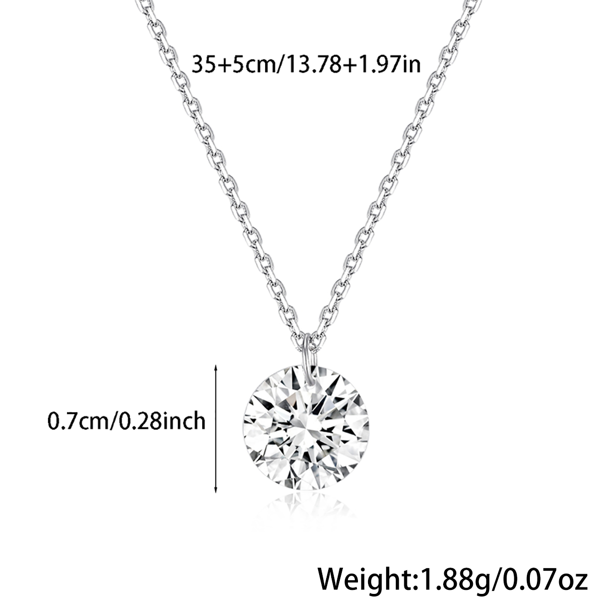 Sterling Silver White Gold Plated Elegant Lady Plating Inlay Round Zircon Pendant Necklace display picture 2