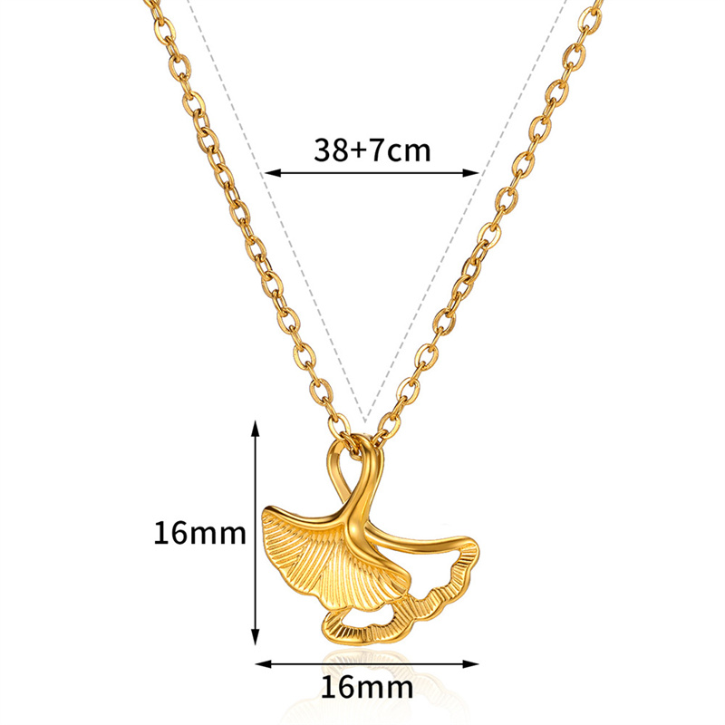 304 Stainless Steel 18K Gold Plated Simple Style Classic Style Plating Hollow Out Ginkgo Leaf Pendant Necklace display picture 1