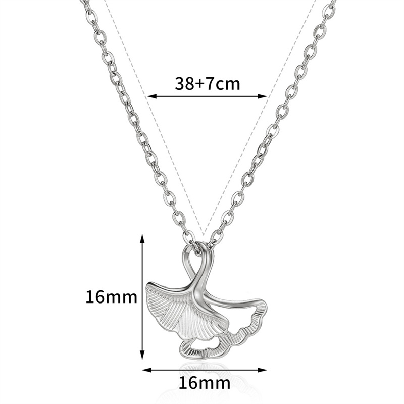 304 Stainless Steel 18K Gold Plated Simple Style Classic Style Plating Hollow Out Ginkgo Leaf Pendant Necklace display picture 3