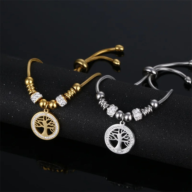 Basic Life Tree 316 Stainless Steel  Inlay Zircon 18K Gold Plated Women's Bracelets display picture 3