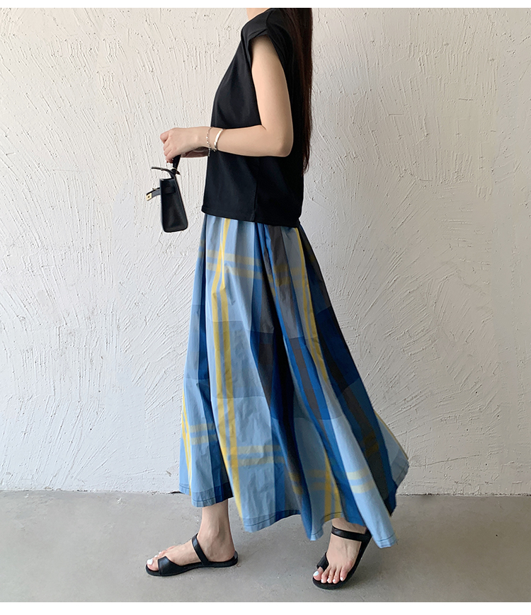 L'Été Rétro Style Classique Bloc De Couleur Polyester Robe Mi-Longue Jupes display picture 20