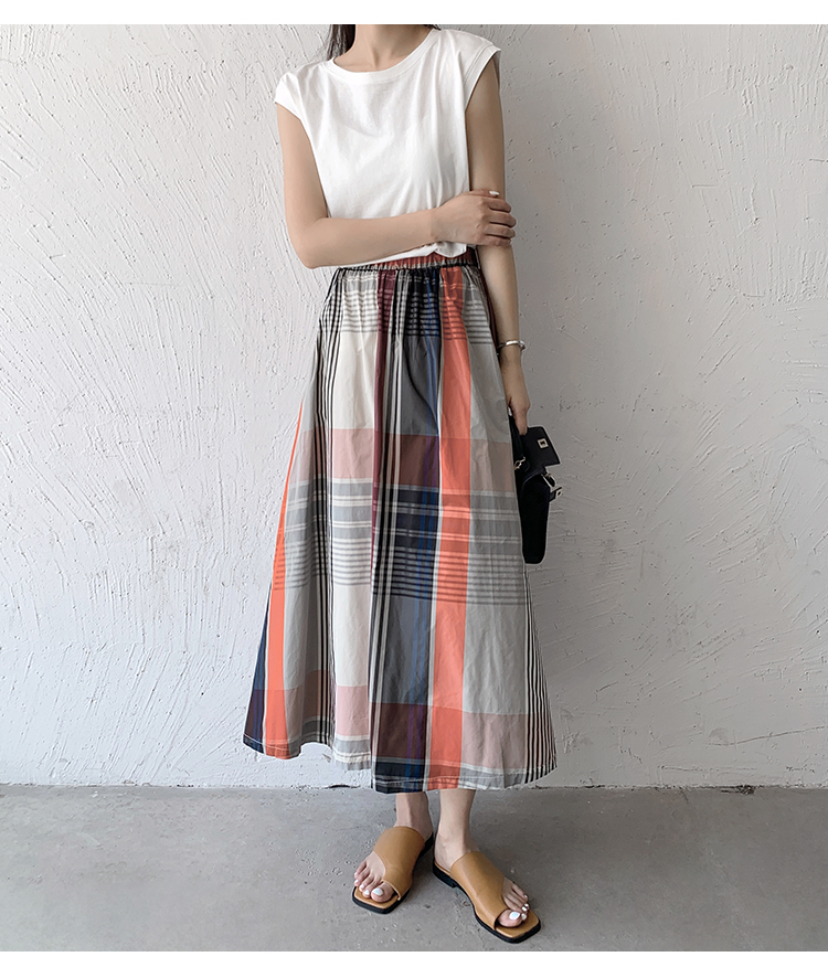 Summer Retro Classic Style Color Block Polyester Midi Dress Skirts display picture 34