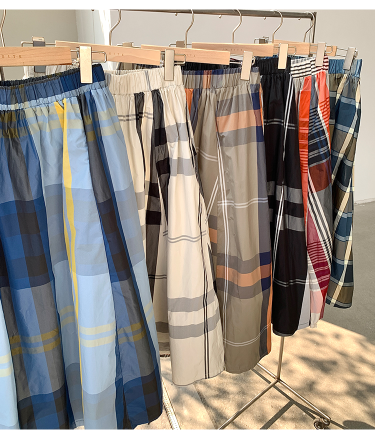 L'Été Rétro Style Classique Bloc De Couleur Polyester Robe Mi-Longue Jupes display picture 65