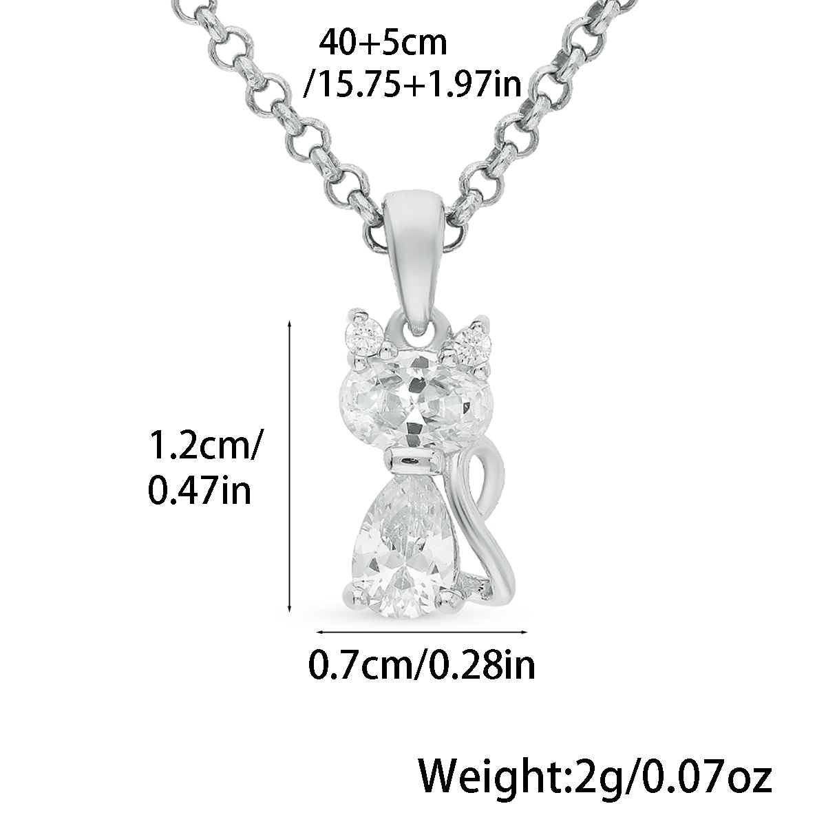 Argent Sterling Or Blanc Plaqué Mignon Incruster Chat Zircon Pendentif display picture 1