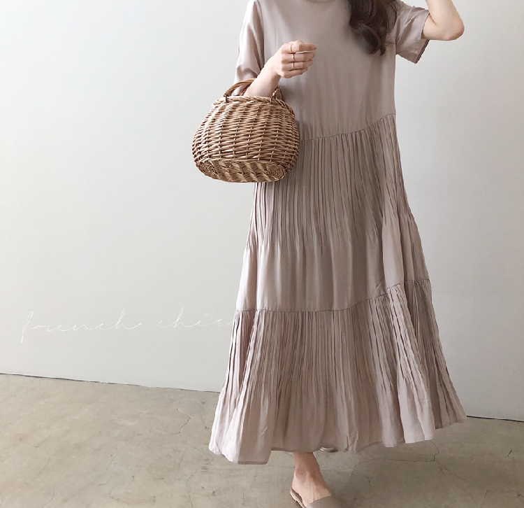 Women's Regular Dress Simple Style Round Neck Short Sleeve Solid Color Maxi Long Dress Holiday Daily display picture 8