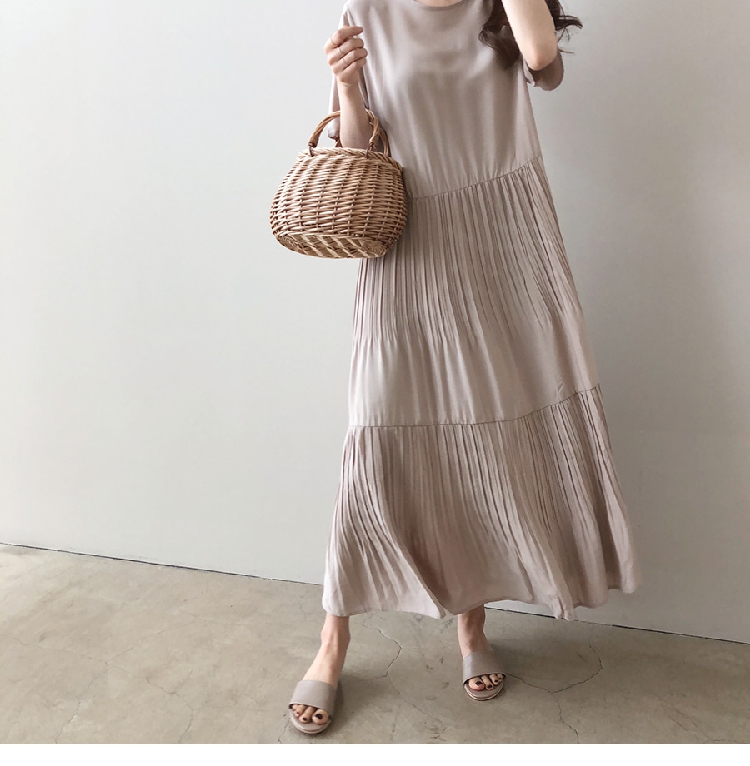 Women's Regular Dress Simple Style Round Neck Short Sleeve Solid Color Maxi Long Dress Holiday Daily display picture 13