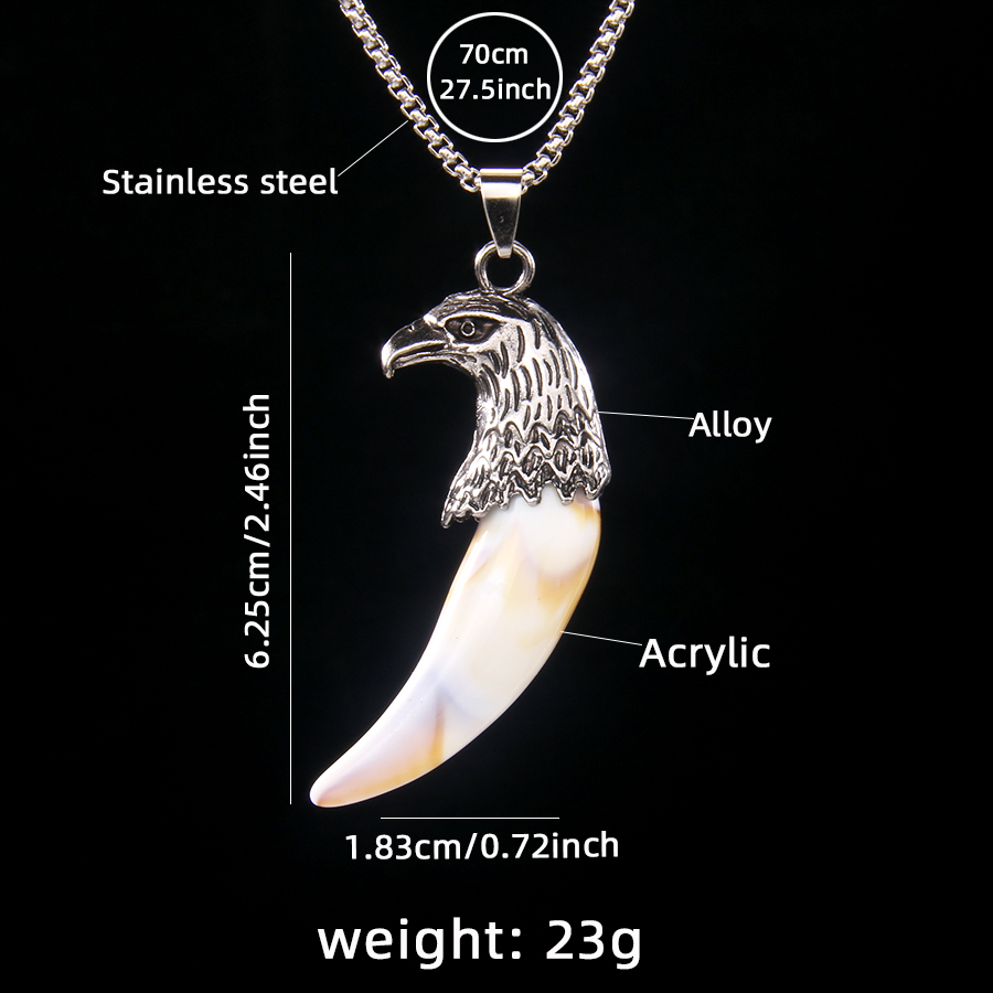 Retro Commute Acrylic Wolf Tooth 201 Stainless Steel Arylic Zinc Alloy Inlay Acrylic Men's Sweater Chain display picture 1