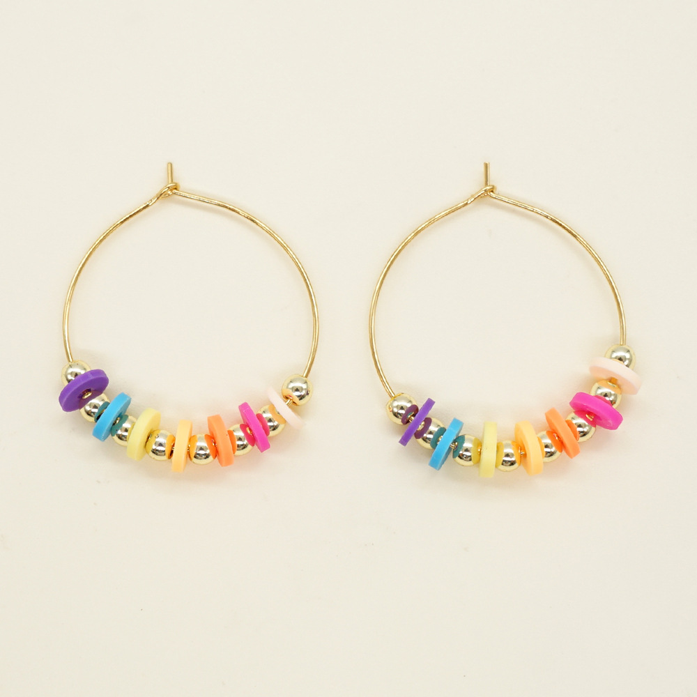 1 Pair Casual Vacation Circle Beaded Soft Clay Earrings display picture 7
