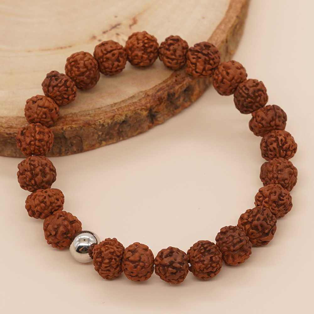 Chinoiserie Geometric 304 Stainless Steel Wood Beaded Handmade Men's Bracelets display picture 1