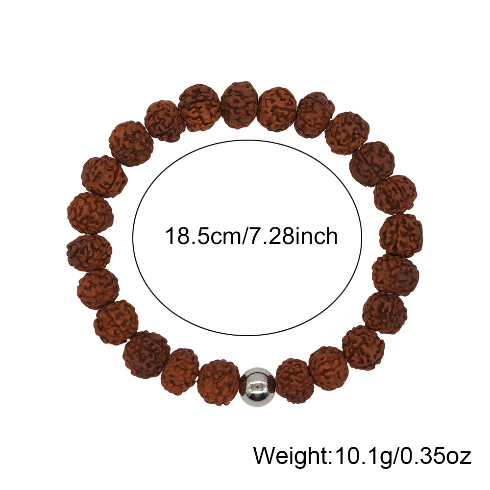 Chinoiserie Geometric 304 Stainless Steel Wood Beaded Handmade Men's Bracelets display picture 5
