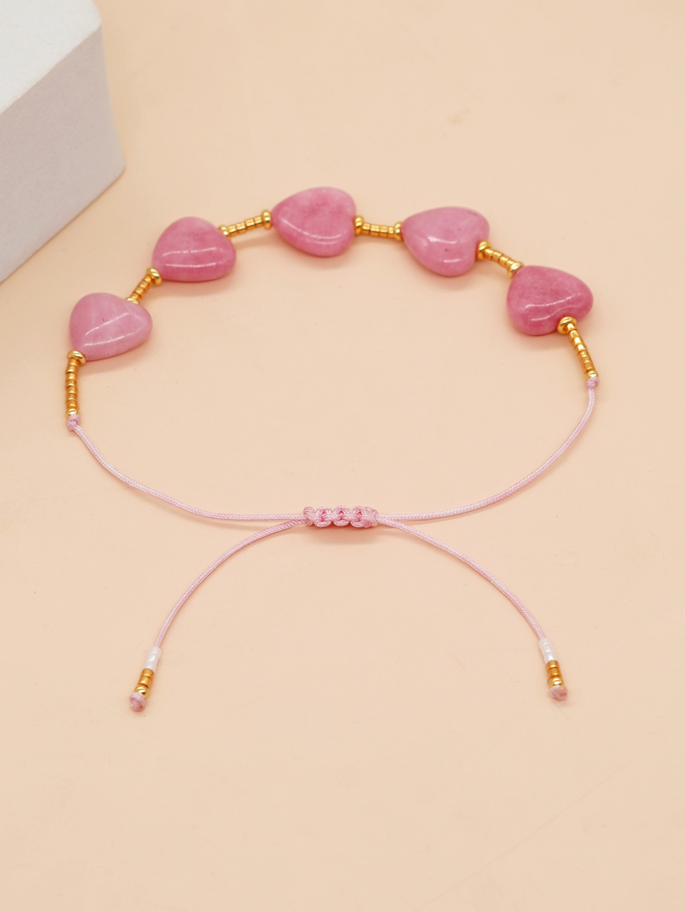 Fairy Style Heart Shape Artificial Gemstones Alloy Rope Women's Drawstring Bracelets display picture 3