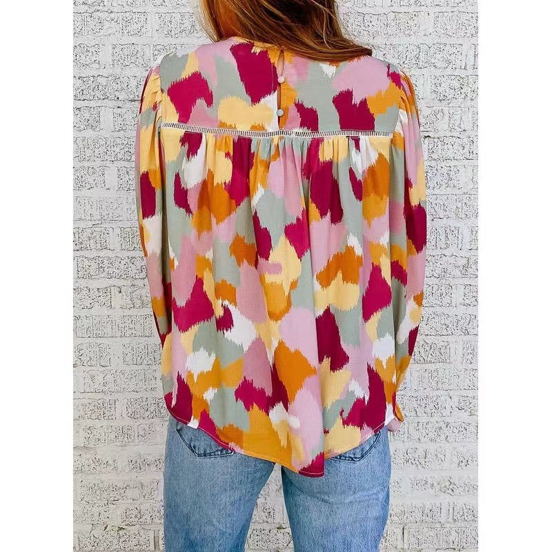 Women's Blouse Long Sleeve Blouses Vintage Style Color Block display picture 4