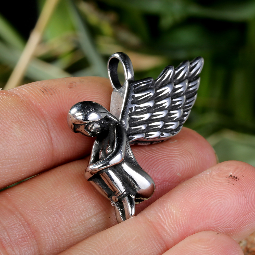 1 Piece 304 Stainless Steel Titanium Steel None 18K Gold Plated Angel Wings Pendant display picture 2