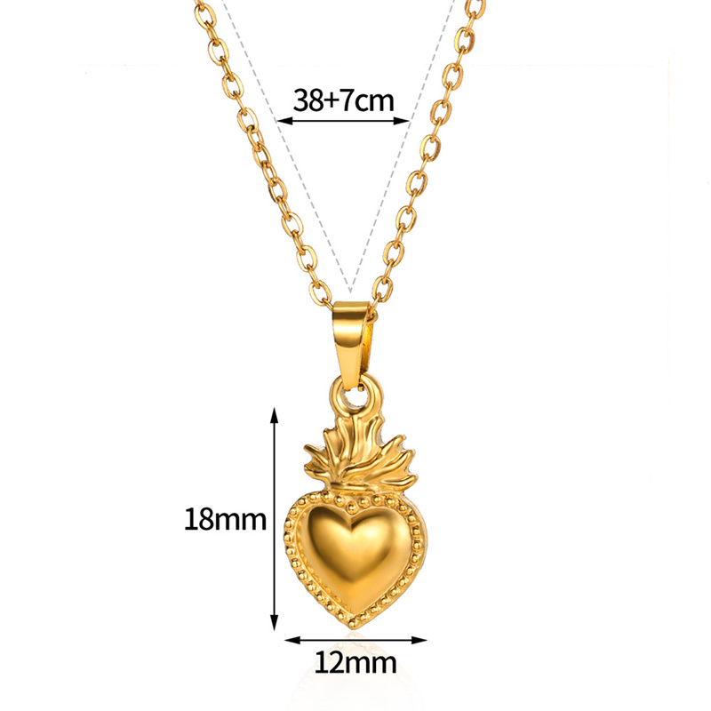 304 Stainless Steel 18K Gold Plated Simple Style Classic Style Plating Heart Shape Pendant Necklace display picture 2