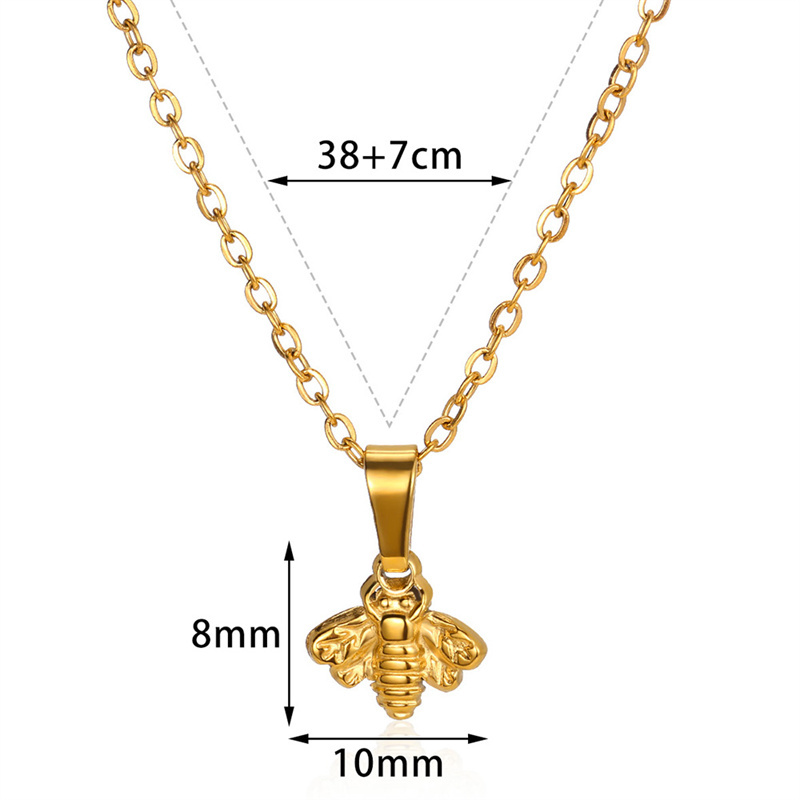 304 Stainless Steel 18K Gold Plated Simple Style Classic Style Plating Bee Pendant Necklace display picture 5