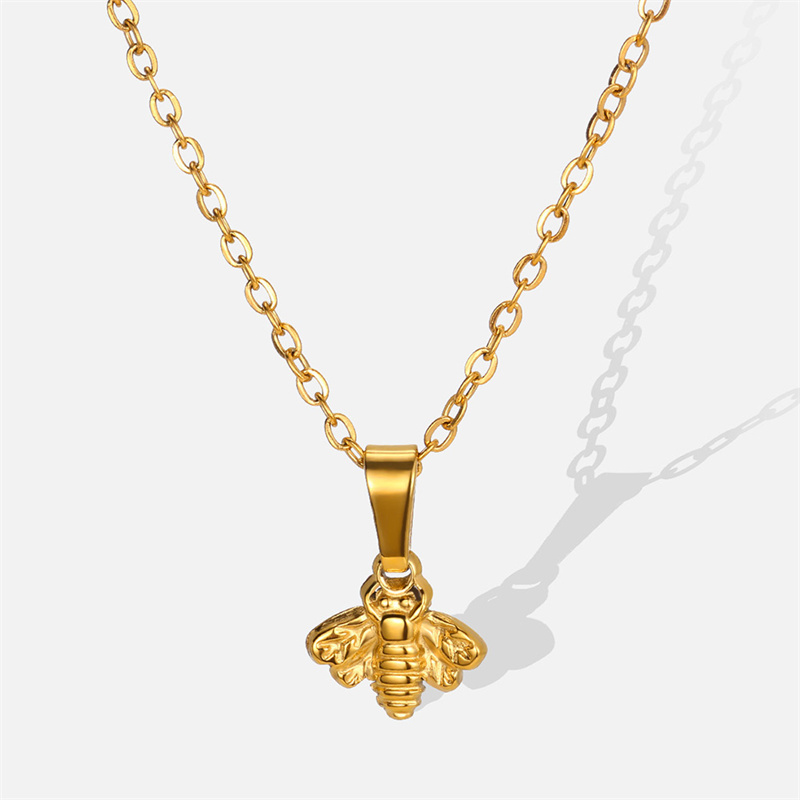 304 Stainless Steel 18K Gold Plated Simple Style Classic Style Plating Bee Pendant Necklace display picture 6