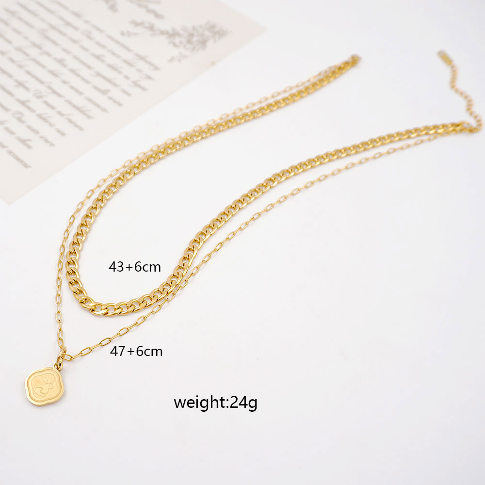 304 Stainless Steel Titanium Steel Gold Plated Casual Cute Modern Style Rabbit Double Layer Necklaces display picture 4