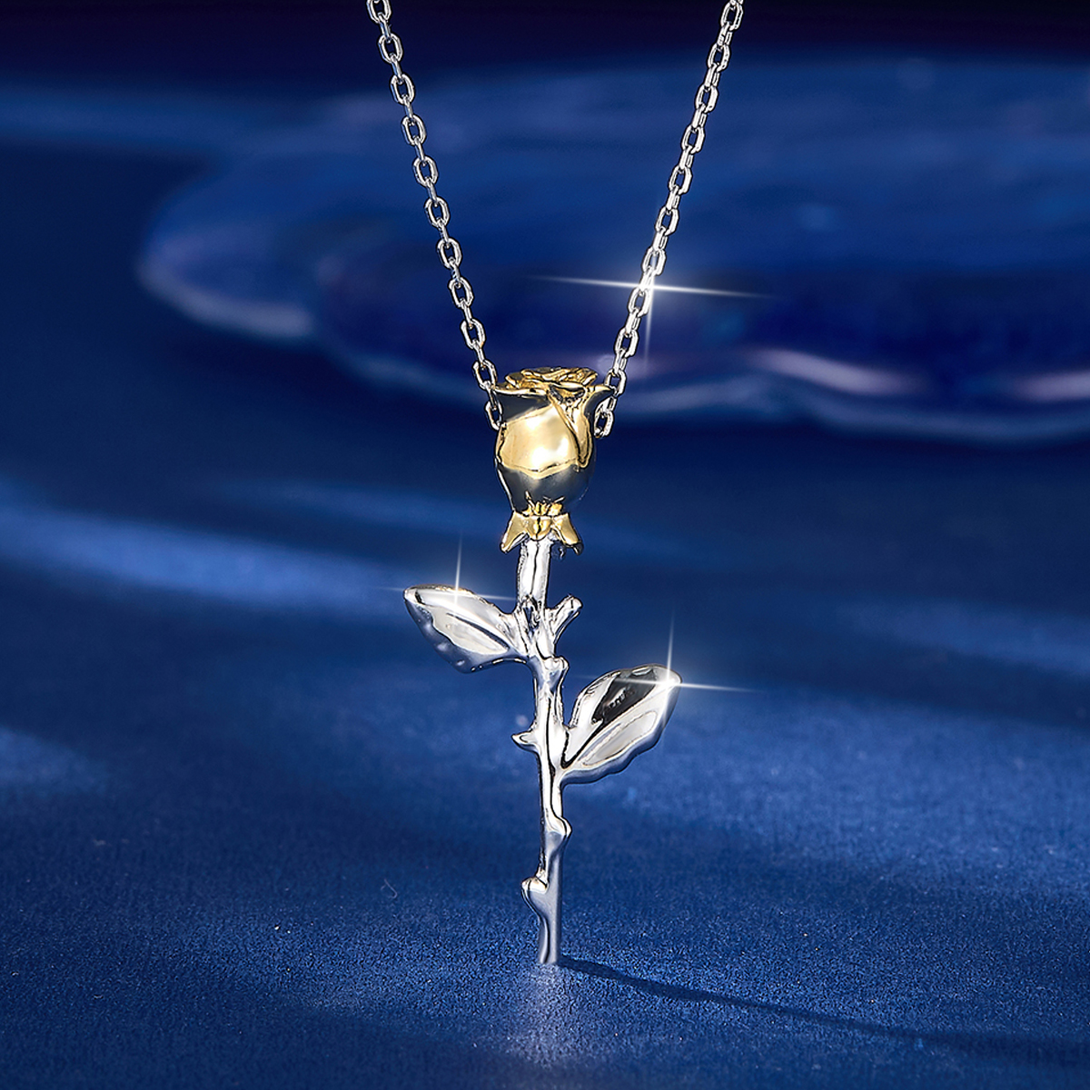 Sterling Silber Weißgold Plattiert Vergoldet Elegant Luxuriös Überzug Blume Halskette Mit Anhänger display picture 2