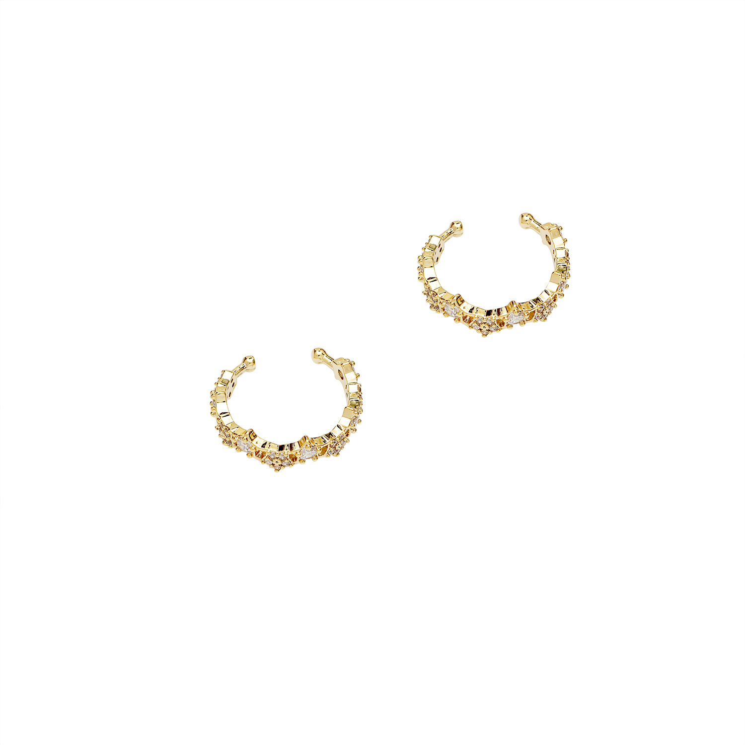 1 Piece Sweet Commute C Shape Inlay Copper Zircon 18K Gold Plated Ear Cuffs display picture 1