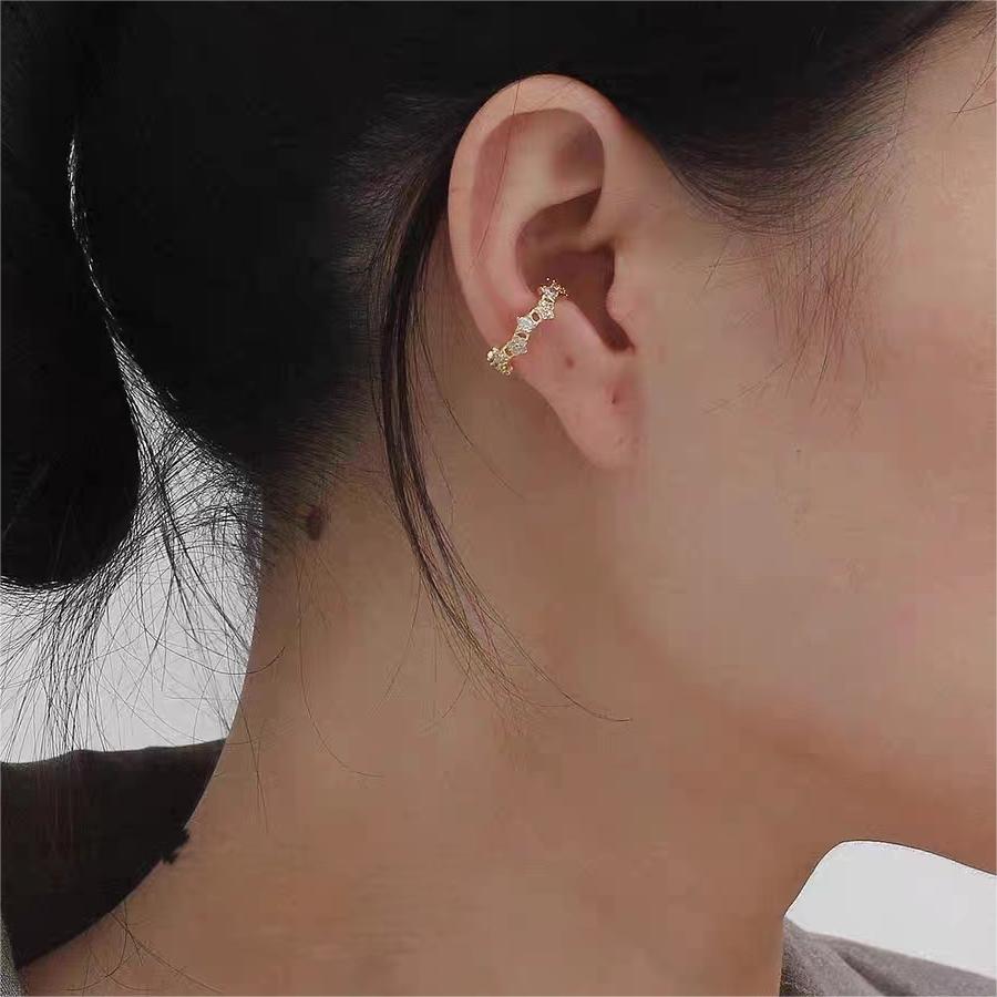 1 Piece Sweet Commute C Shape Inlay Copper Zircon 18K Gold Plated Ear Cuffs display picture 6