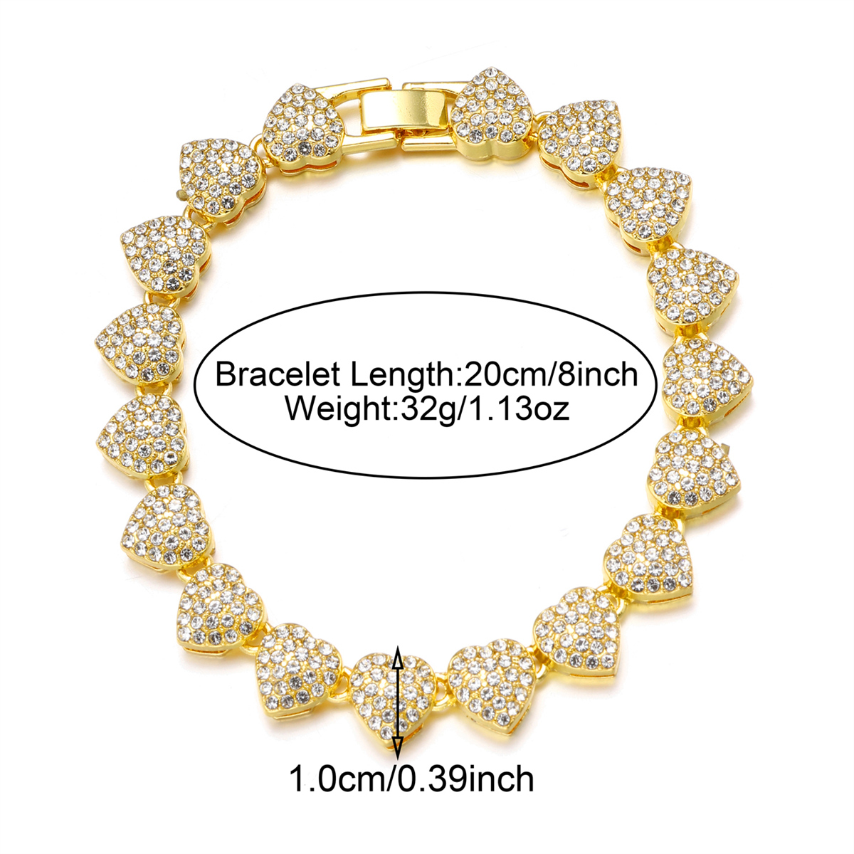 Casual Classic Style Heart Shape Alloy Plating Inlay Rhinestones 18K Gold Plated Men's Bracelets Necklace display picture 2