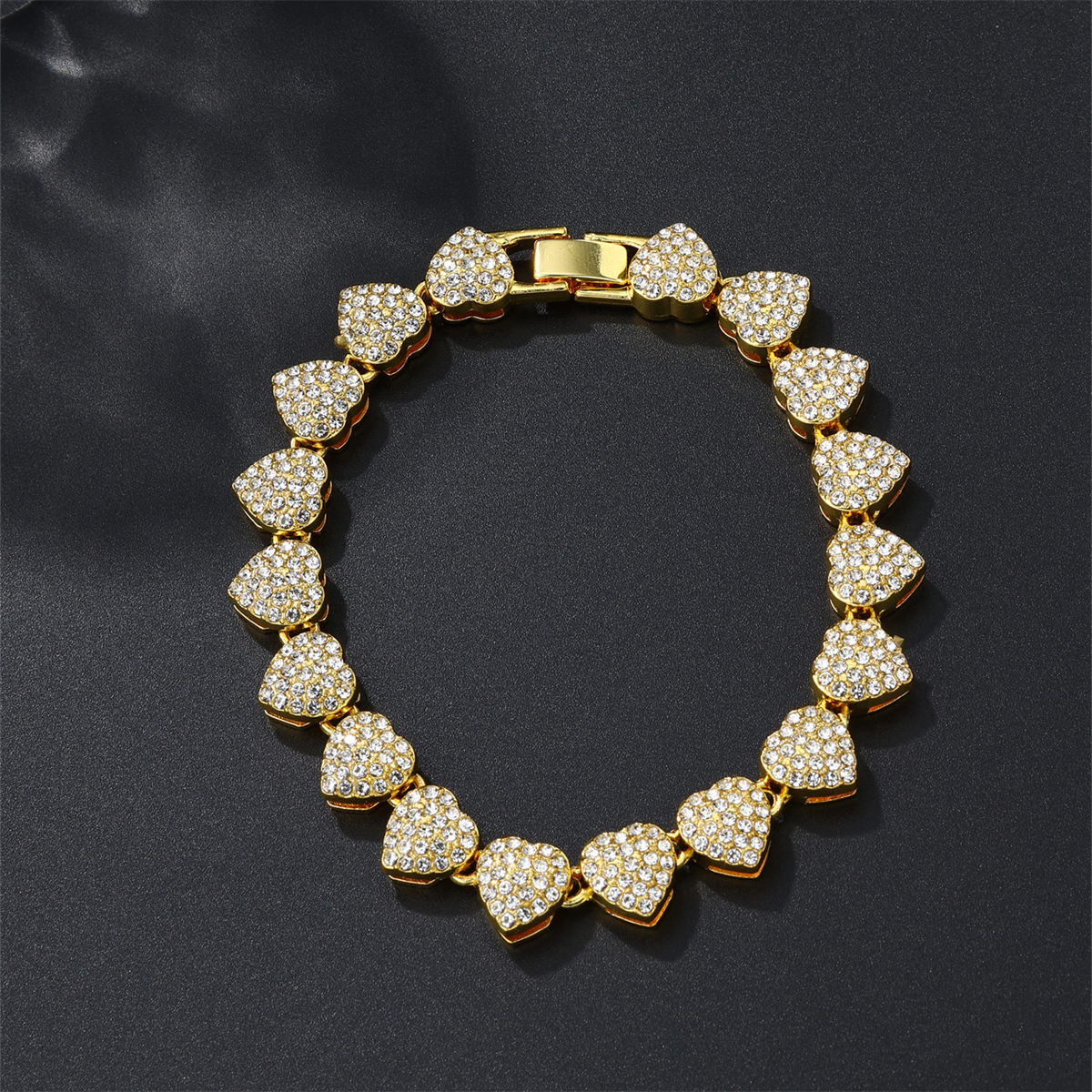 Casual Classic Style Heart Shape Alloy Plating Inlay Rhinestones 18K Gold Plated Men's Bracelets Necklace display picture 3
