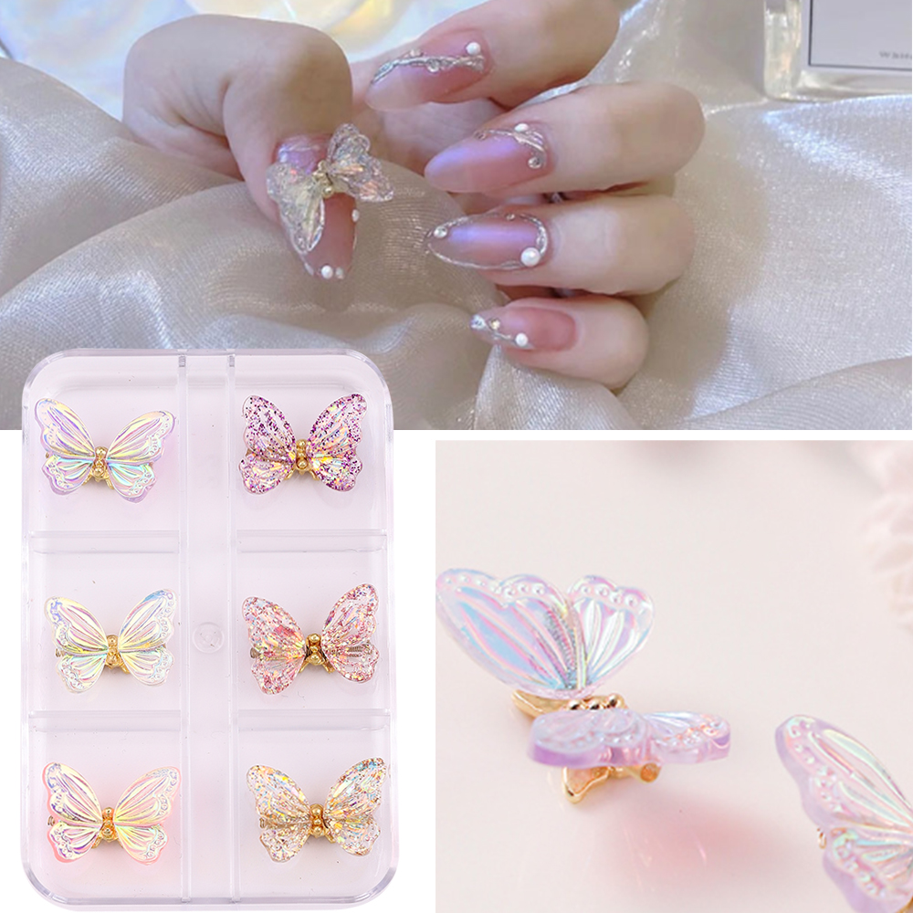 Princess Cute Butterfly Bow Knot Zinc Alloy Nail Decoration Accessories 6 Pieces display picture 8