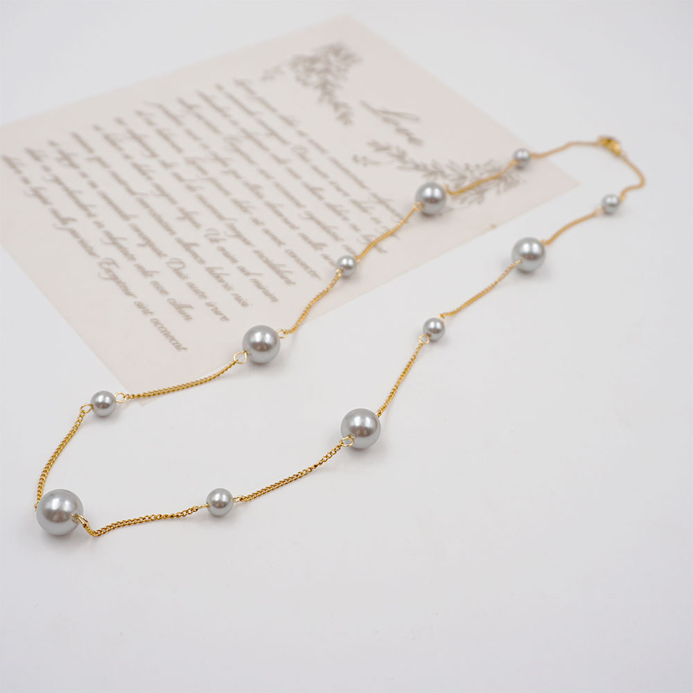 Elegant Süss Runden Edelstahl 304 Künstliche Perle Titan Stahl Vergoldet Frau Halskette display picture 6