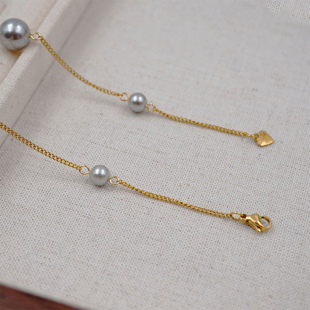 Elegant Sweet Round 304 Stainless Steel Artificial Pearl Titanium Steel Gold Plated Women's Necklace display picture 5