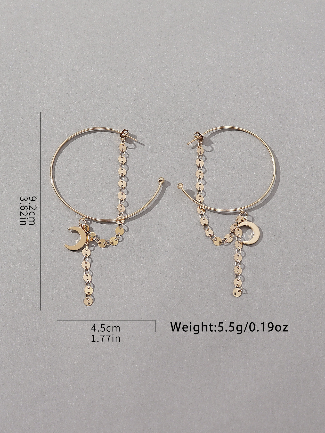 1 Pair Simple Style Classic Style Moon Tassel Alloy Hoop Earrings display picture 1