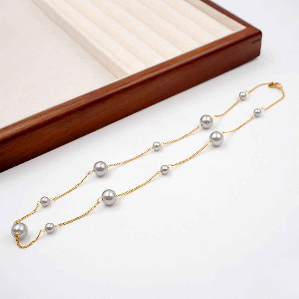 Elegant Süss Runden Edelstahl 304 Künstliche Perle Titan Stahl Vergoldet Frau Halskette display picture 7