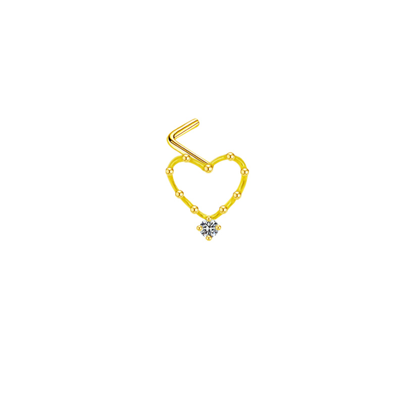 1 Piece Nose Rings & Studs Simple Style Classic Style Heart Shape Butterfly Stainless Steel Titanium Steel Copper Plating Inlay Rhinestones Zircon Gold Plated Nose Rings & Studs display picture 2