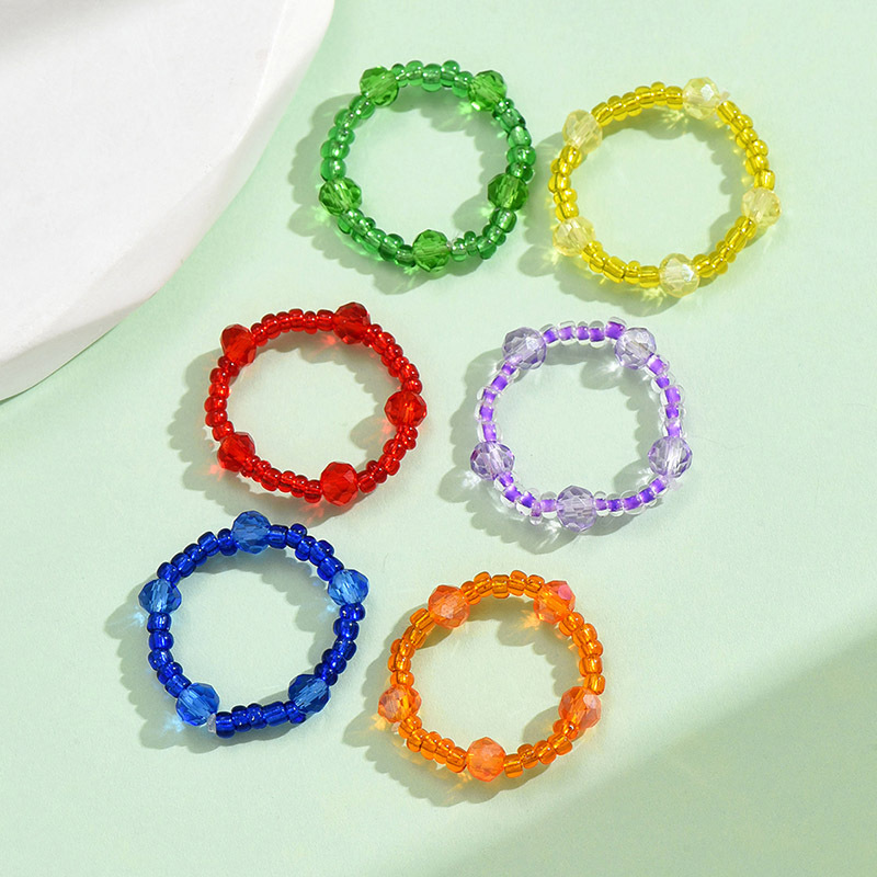 Wholesale Jewelry Simple Style Classic Style Solid Color Artificial Crystal Beaded Rings display picture 4