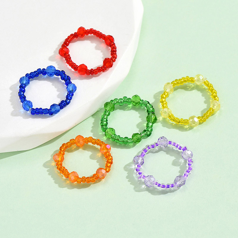Wholesale Jewelry Simple Style Classic Style Solid Color Artificial Crystal Beaded Rings display picture 5