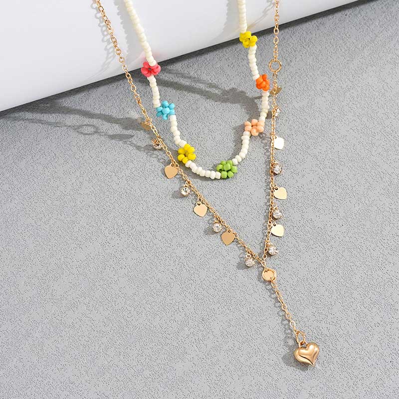 Einfacher Stil Klassischer Stil Blume Saatperle Zinklegierung Perlen Überzug Frau Geschichtete Halskette display picture 4