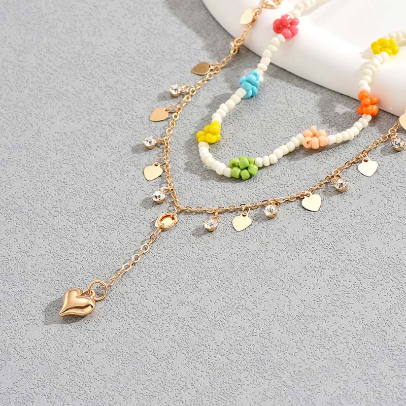 Einfacher Stil Klassischer Stil Blume Saatperle Zinklegierung Perlen Überzug Frau Geschichtete Halskette display picture 6