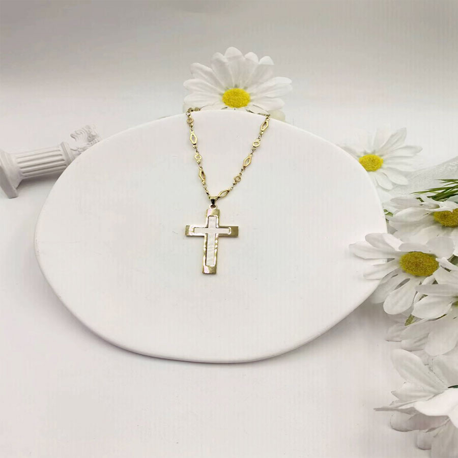 304 Stainless Steel Simple Style Classic Style Cross Pendant Necklace display picture 4