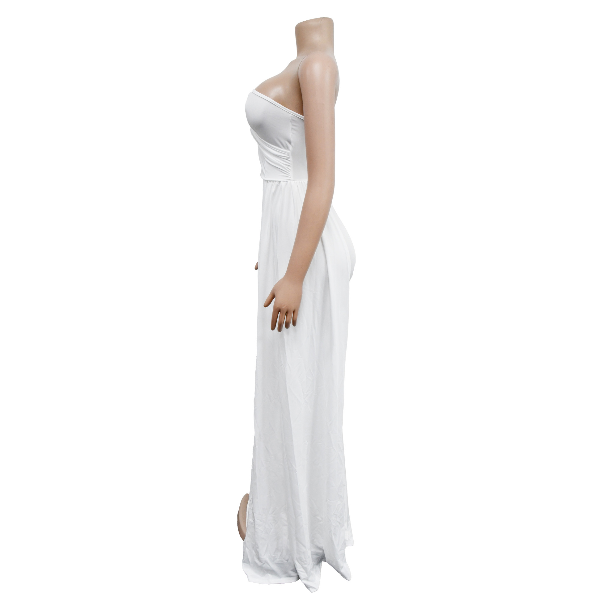 Women's Irregular Skirt Elegant Oblique Collar Patchwork Pleated Backless Sleeveless Solid Color Maxi Long Dress Daily display picture 25