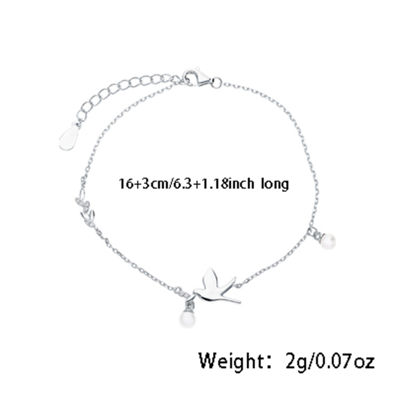 Sterling Silver White Gold Plated Vacation Romantic Plating Inlay Bird Artificial Pearls Zircon Bracelets display picture 1