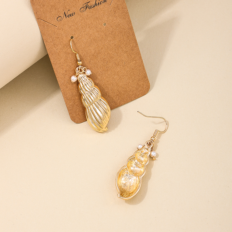 1 Piece Casual Beach Shell Pearl Alloy Drop Earrings display picture 2