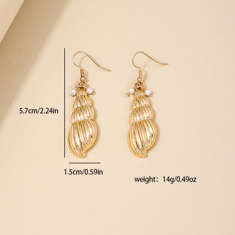 1 Piece Casual Beach Shell Pearl Alloy Drop Earrings display picture 1