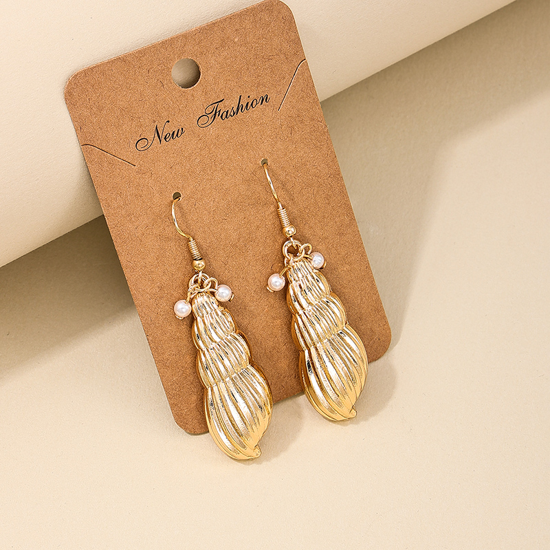1 Piece Casual Beach Shell Pearl Alloy Drop Earrings display picture 3