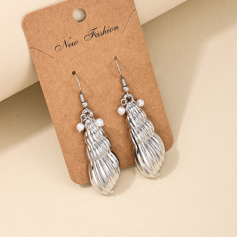 1 Piece Casual Beach Shell Pearl Alloy Drop Earrings display picture 5