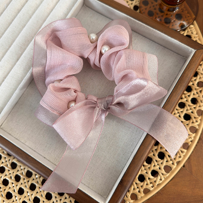 Women's Princess Cute Sweet Pearl Cloth Pearl Bowknot Hair Tie display picture 6